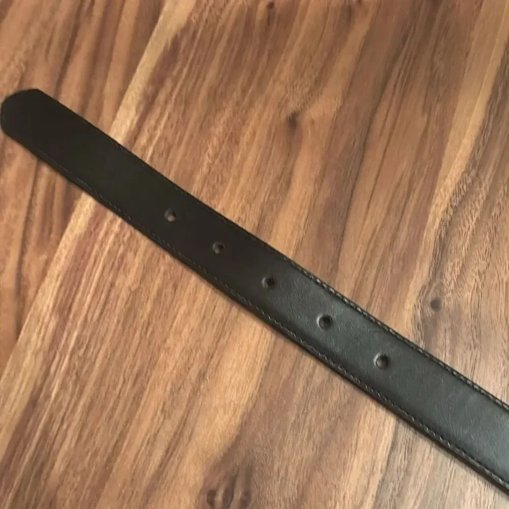 Ralph Lauren Black Pebble Leather Belt with Silver Buckle - XL